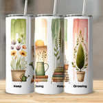 Floral and Gardening Themed Tumblers, Stainless Steel Water Bottles with Straws, Eco-Friendly Drinkware, Nature Inspired Gifts