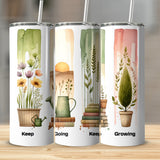 Floral and Gardening Themed Tumblers, Stainless Steel Water Bottles with Straws, Eco-Friendly Drinkware, Nature Inspired Gifts