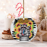 Funny Raccoon Ornament, Fueled by Energy Drinks and Anxiety, Unique Christmas Decor, Festive Holiday Gift, Colorful Animal Hanging