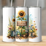 Sunflower Garden Tumbler, Inspirational Quote Travel Mug, Stainless Steel Water Bottle, Floral Drinkware, Eco-Friendly Reusable Cup