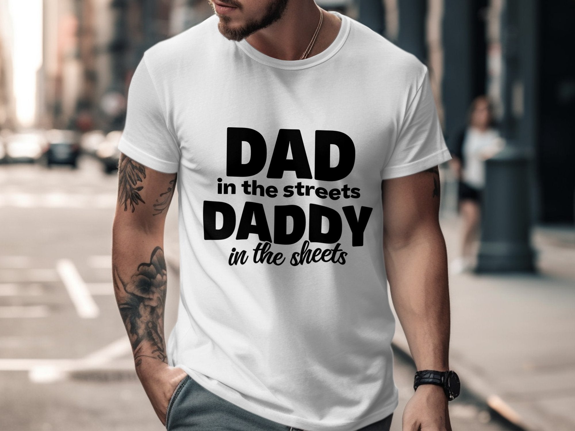 Funny Dad T-Shirt, White Graphic Tee, Street Style Men's Shirt, Cool Father's Day Gift, Casual Summer Top, Bold Text Design