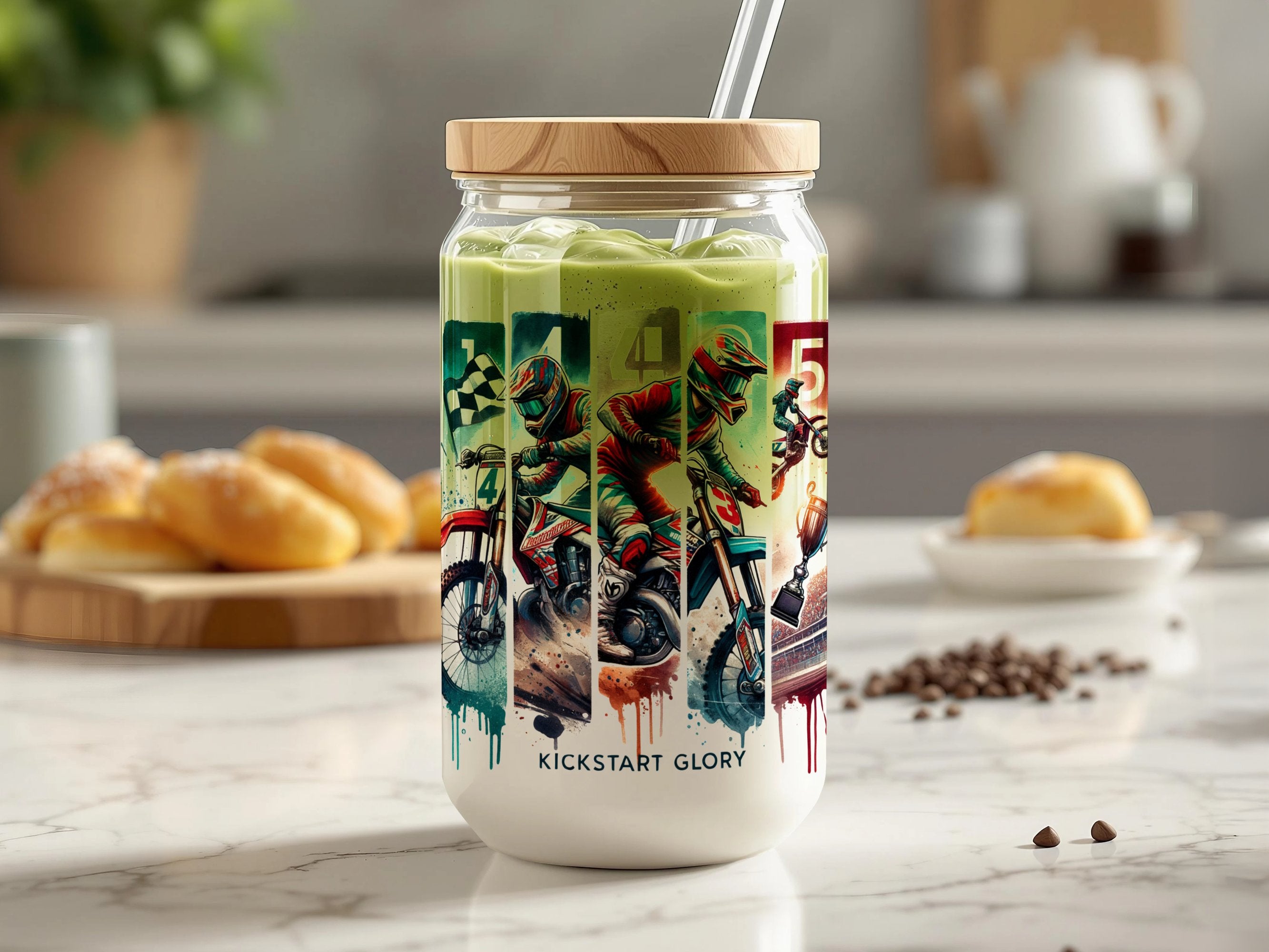 Vintage Motorcycle Print Insulated Tumbler, Reusable Smoothie Cup, Retro Bike Design, Gift for Bikers