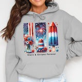 Patriotic Hoodie Stars and Stripes Forever Fireworks USA Flag Graphic Sweatshirt