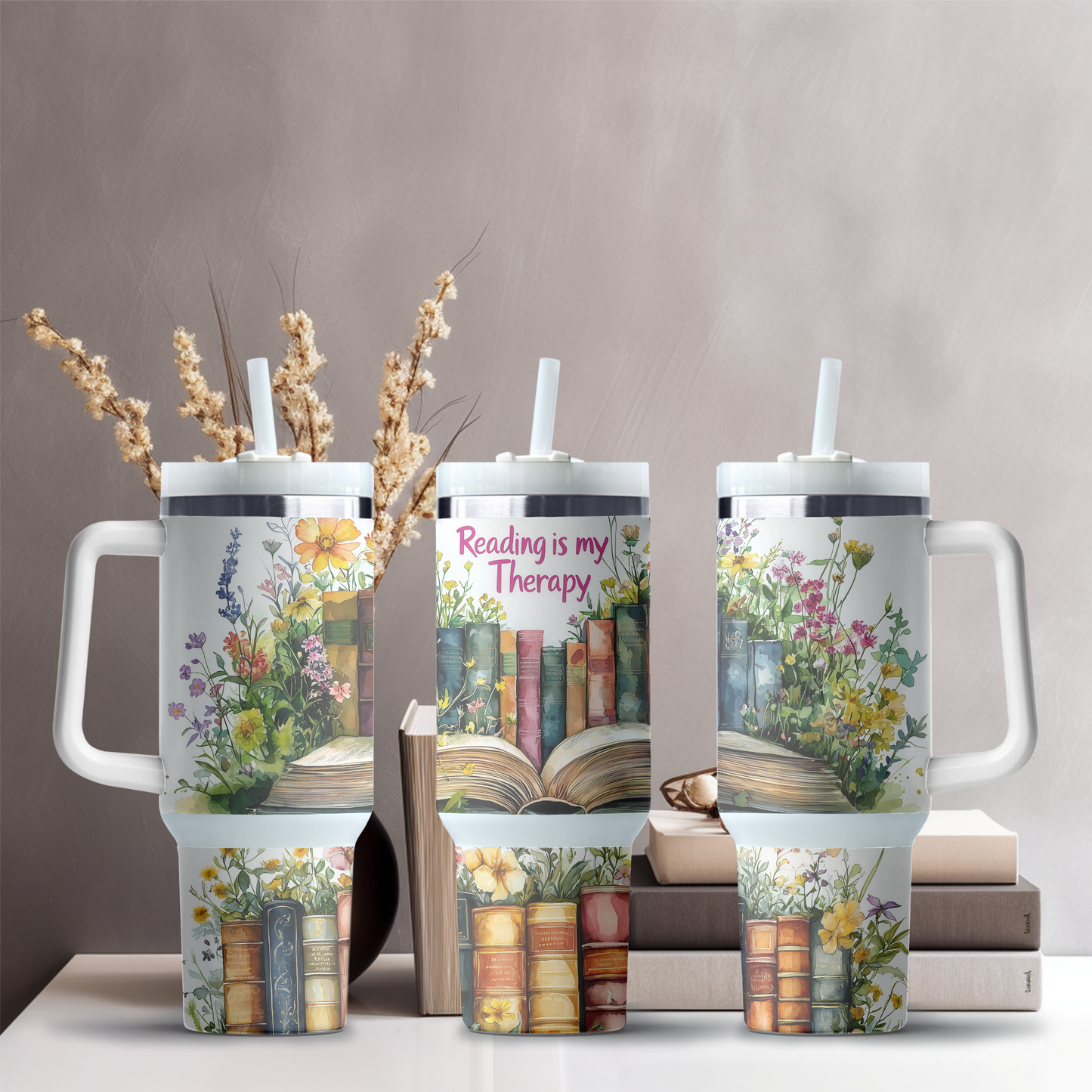 Reading is My Therapy Book 40oz Tumbler Wrap, Reading Lover Tumbler Wrap, Tumbler 40oz Sublimation Design, Bookish Digital Design