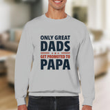 Great Dads Promoted to Papa Sweatshirt, Father's Day Gift, Men's Graphic Long Sleeve, Dad to Grandpa Announcement Top, Family Apparel