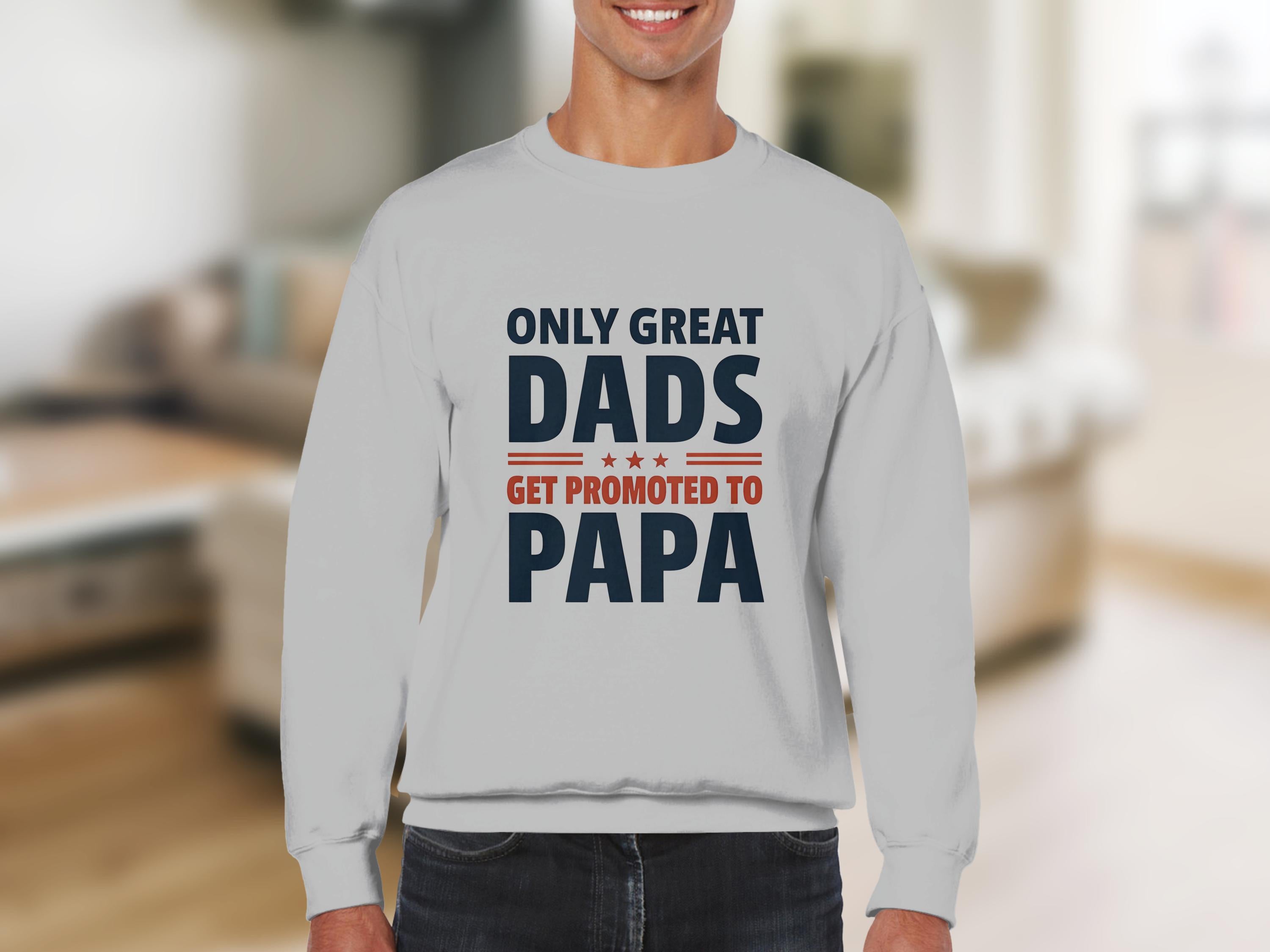 Great Dads Promoted to Papa Sweatshirt, Father's Day Gift, Men's Graphic Long Sleeve, Dad to Grandpa Announcement Top, Family Apparel