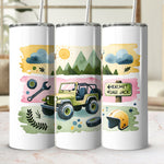 Adventure Kids Water Bottle, Personalized Name, Jungle Safari, Off-Road Jeep, Custom Sports Bottle for Children, 20oz Stainless Steel