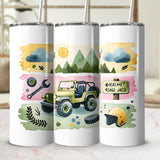 Adventure Kids Water Bottle, Personalized Name, Jungle Safari, Off-Road Jeep, Custom Sports Bottle for Children, 20oz Stainless Steel