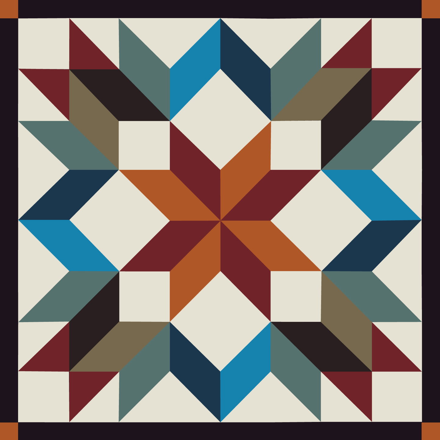 12x12" Autumn Burst Carpenters Star Barn Quilt PDF Pattern, SVG Pattern, Wood quilt to paint for outdoors Bundle