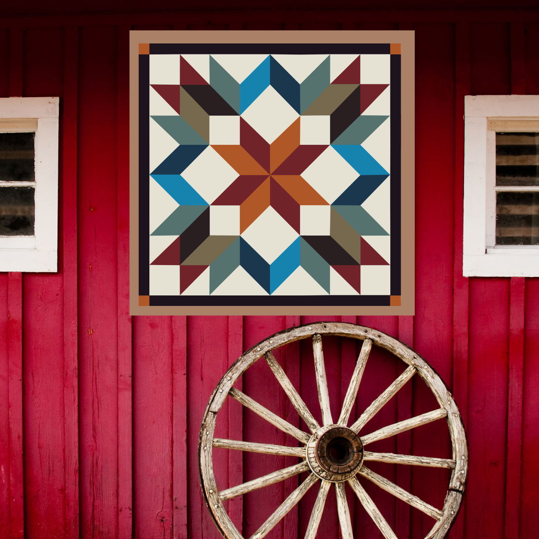 48x48" Autumn Burst Carpenter Star Paint yourself Barn Quilt downable PDF