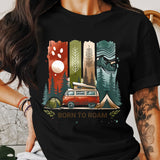 Born to Roam PNG, Watercolor Adventure Brushstroke Design, Vanlife Mountains Tent Clipart, Camping Sublimation Digital Download