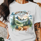 Adventure is Out There PNG, Watercolor Outdoor Brushstroke Design, Mountains Compass Trail Art, Hiking Sublimation Clipart