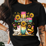 Jesus and Chickens PNG, Chicken Lover Digital Design, Jesus Lover Png, Country Girl who loves chickens sublimation design for Tumblers, Tees