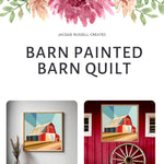 Printed Barn Scene Barn Quilt Pattern featuring a colorful quilt block design for DIY painted barn quilt projects.