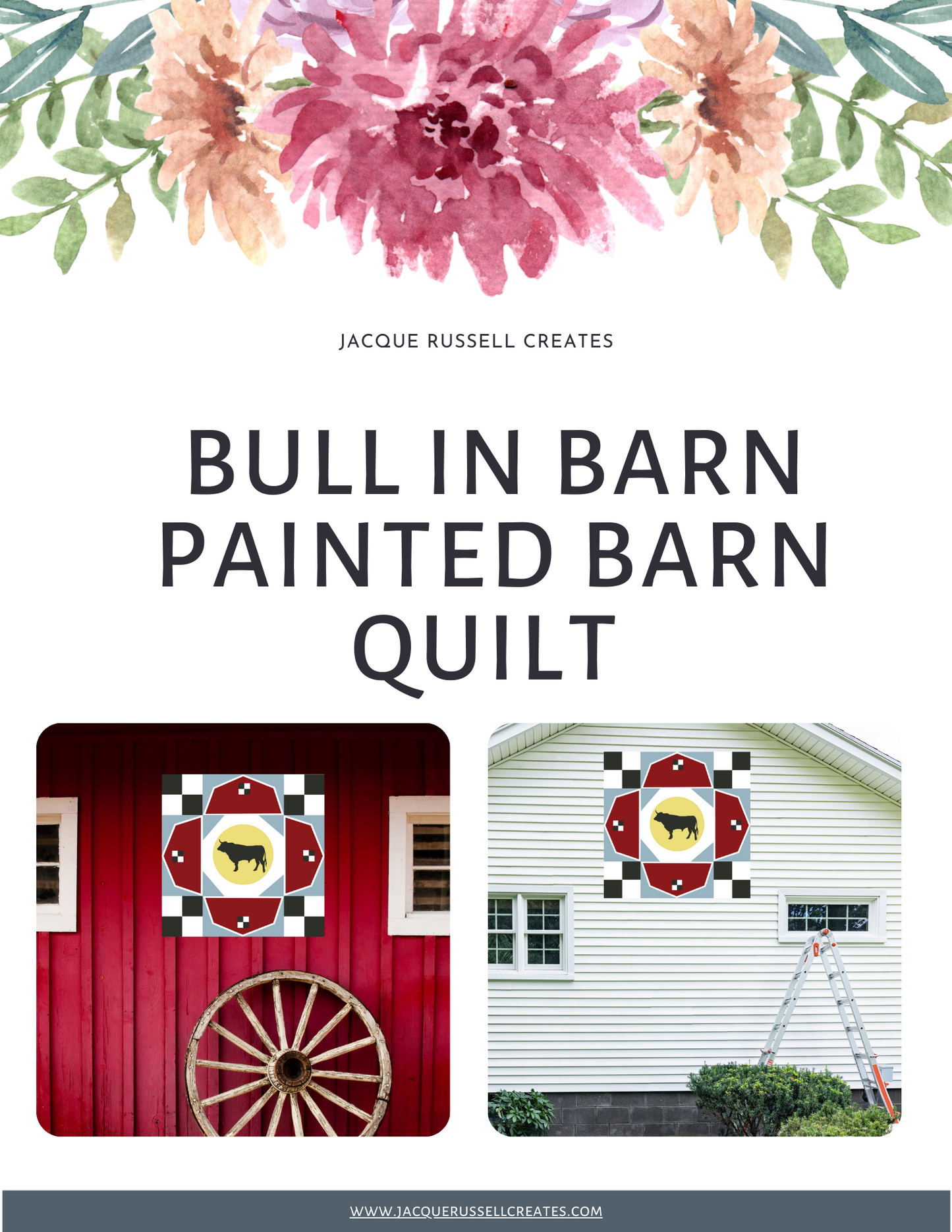 48x48 Bull in the Barn barn Quilt PDF Pattern, SVG Pattern, Wood quilt to paint for outdoors Bundle, Barn quilt, wood painted barn quilt patterns