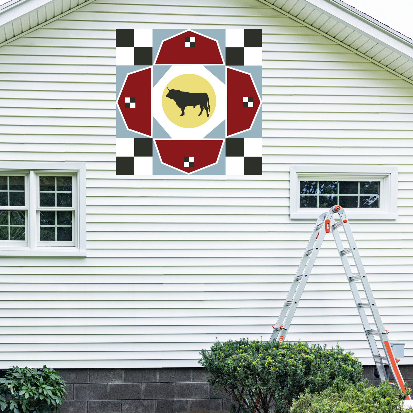 48x48 Bull in the Barn barn Quilt PDF Pattern, SVG Pattern, Wood quilt to paint for outdoors Bundle, Barn quilt, wood painted barn quilt patterns