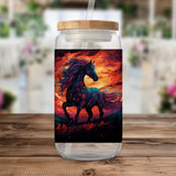 Majestic Stallion Tumbler Wrap, Wild Horse Sunset 20oz Skinny Tumbler Sublimation Design, Western Cowboy Digital Download PNG