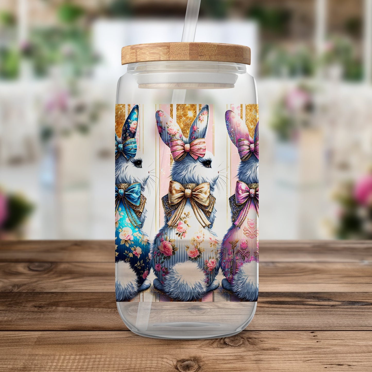 Cute Coquette Easter Bunny Tumbler Wrap, 20oz Skinny Easter Tumbler PNG Sublimation Design, Grandmillenial Easter Digital Download