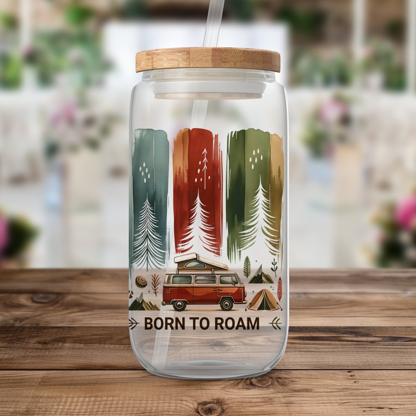 Born to Roam PNG, Watercolor Adventure Brushstroke Design, Vanlife Mountains Tent Clipart, Camping Sublimation Digital Download