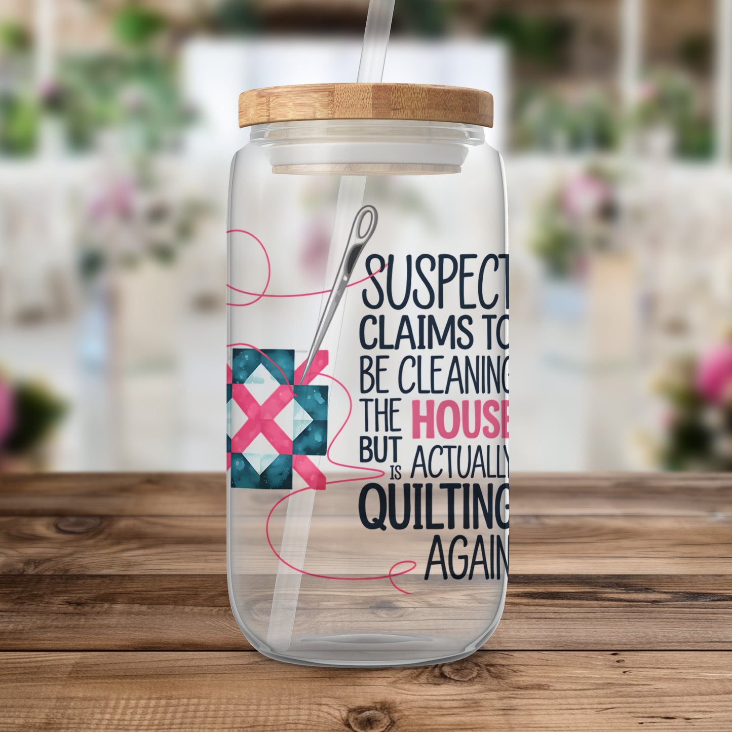 Suspect Claims to Be Cleaning but Is Actually Quilting 20oz Tumbler Wrap PNG, Funny Quilter Sublimation Design, Sewing Digital Download