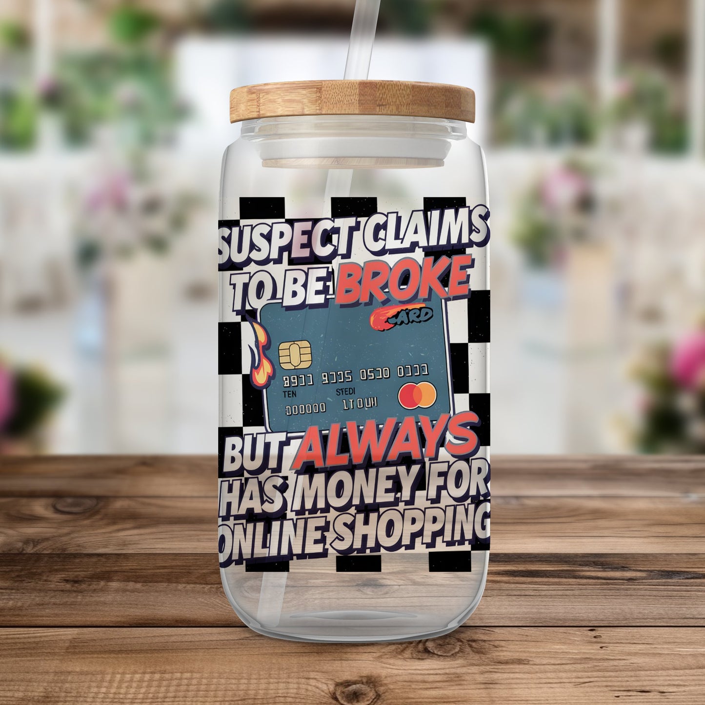 Suspect Claims to Be Broke 20oz Tumbler Wrap, Funny Shopping Tumbler PNG, Retro Sublimation Design, Digital Download