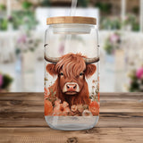 Highland Cow Tumbler Wrap PNG, Peach Floral Cow 20oz Skinny Tumbler Sublimation Design, Western Farmhouse Sublimation, Digital Download
