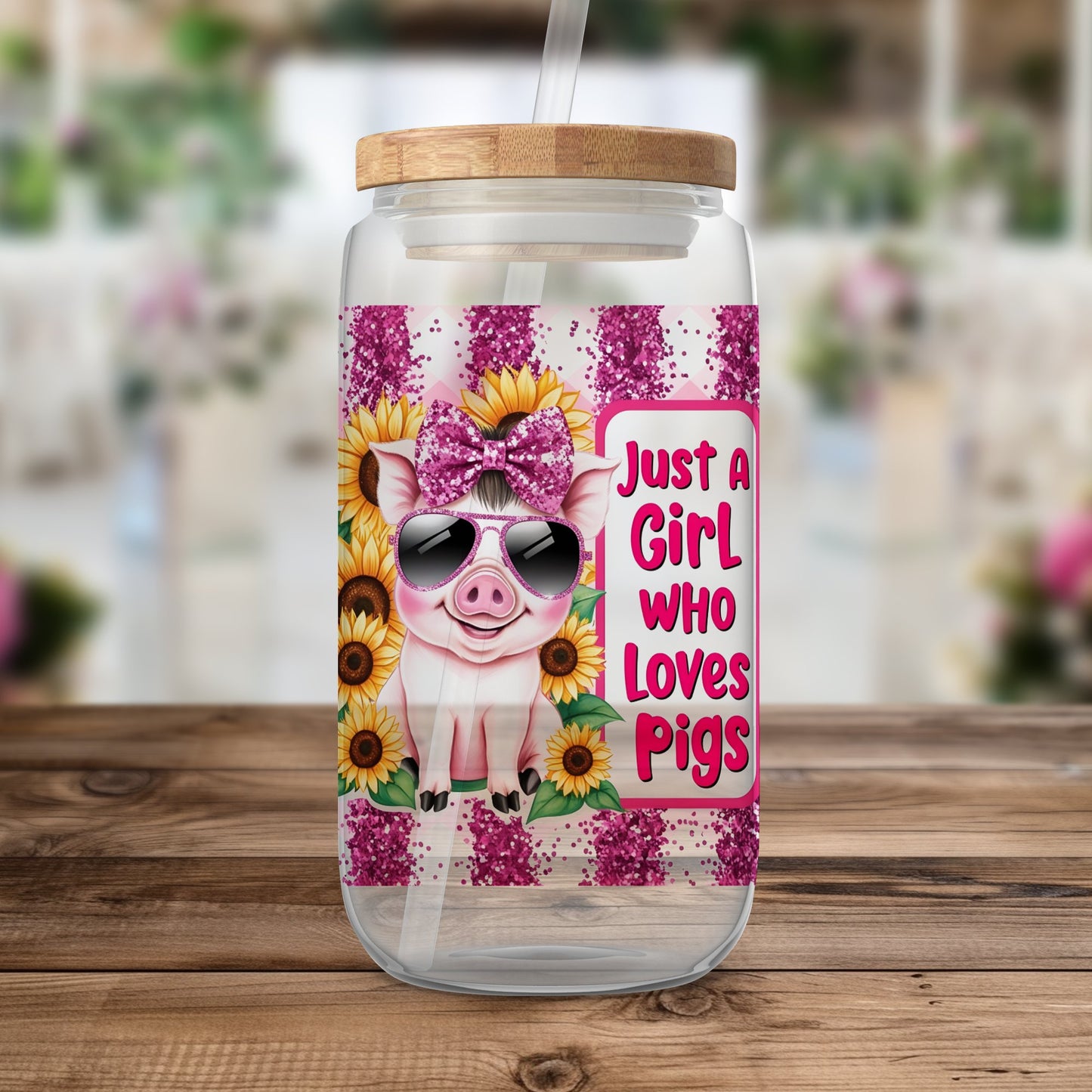 Just A Girl Who Loves Pigs Tumbler Wrap, Cute Pig 20oz Skinny Tumbler Wrap PNG, Funny Pig Tumbler Wrap PNG, Sublimation Tumbler Design