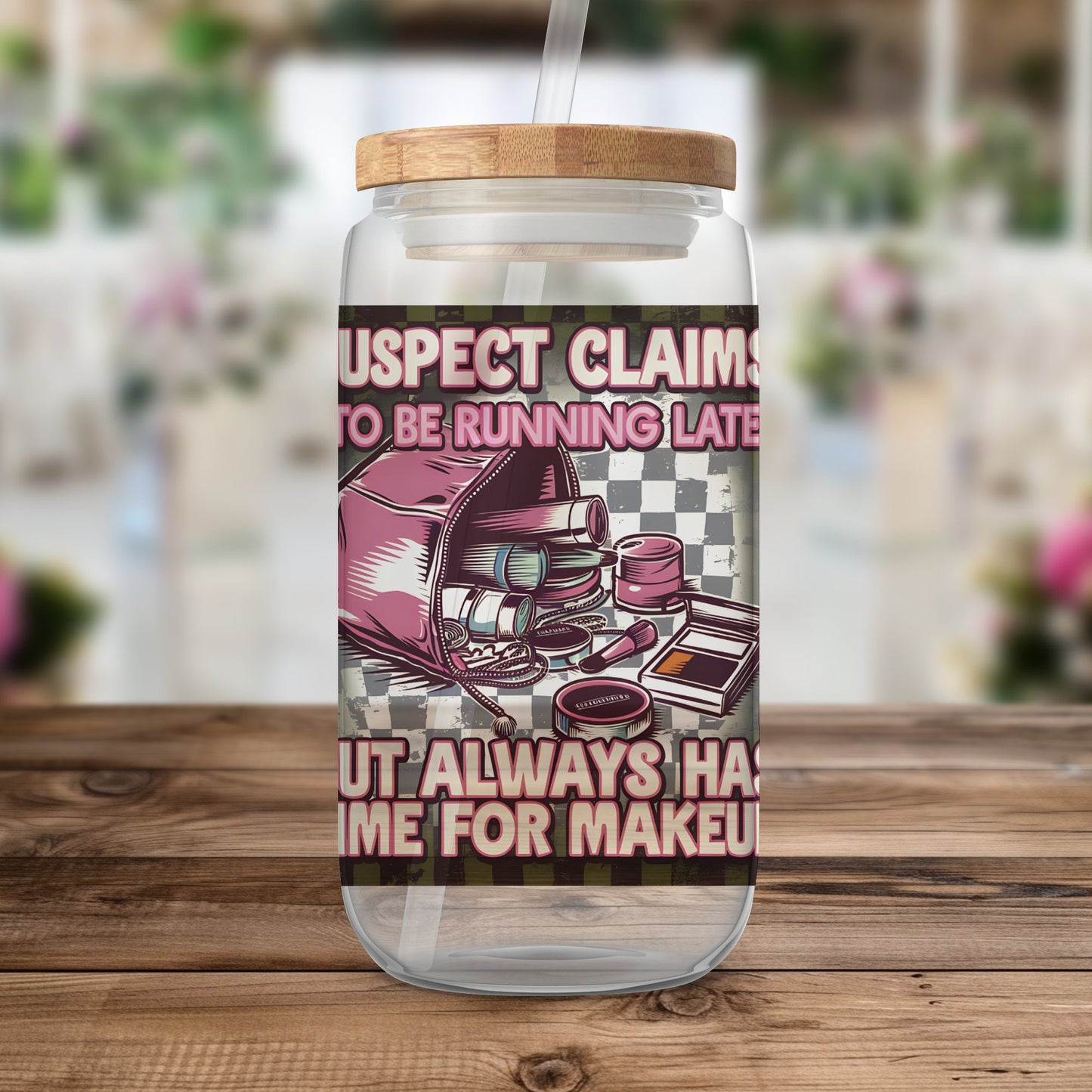 Suspect Claims Makeup 20oz Tumbler Wrap, Funny Sublimation Design, Retro Aesthetic PNG, Beauty Lover Gift, Digital Download