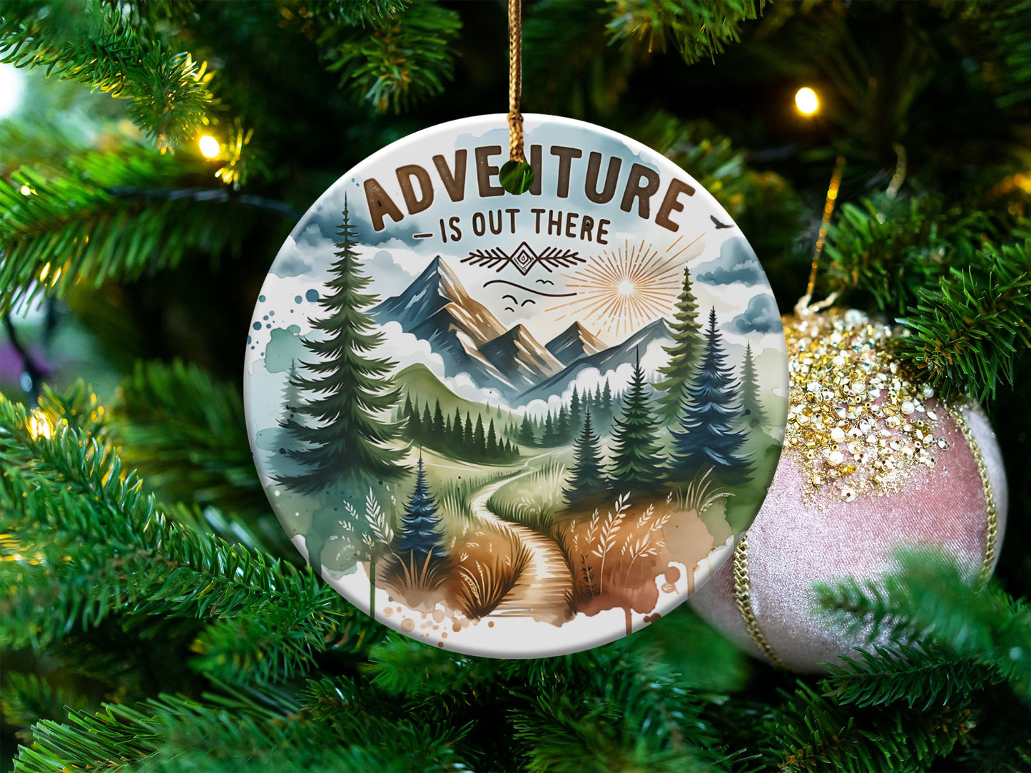 Adventure is Out There PNG, Watercolor Outdoor Brushstroke Design, Mountains Compass Trail Art, Hiking Sublimation Clipart
