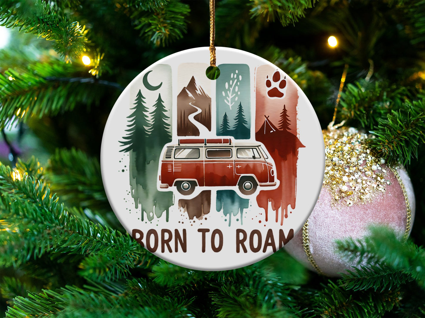 Born to Roam PNG, Watercolor Adventure Brushstroke Design, Vanlife Mountains Tent Clipart, Camping Sublimation Digital Download