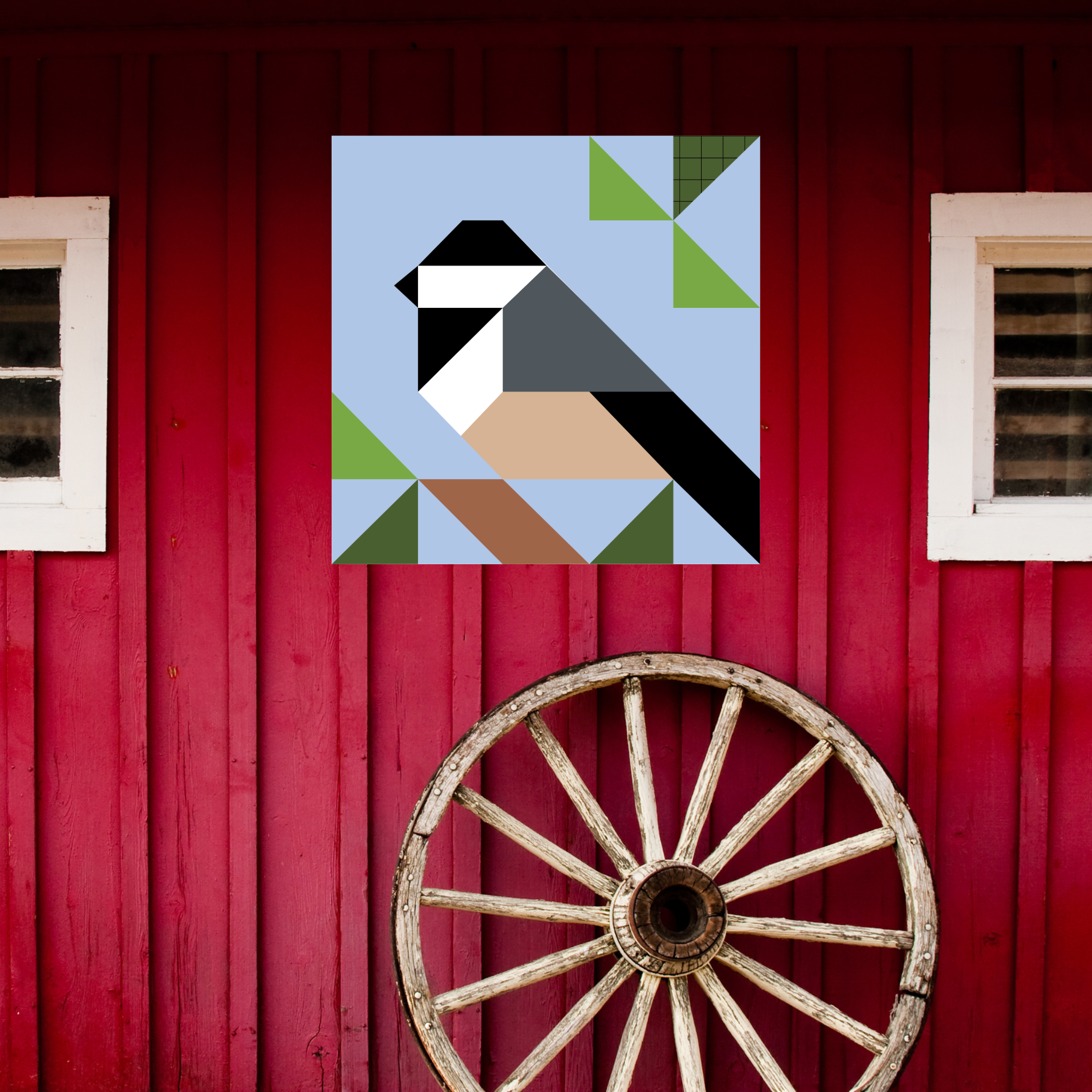 Chickadee Printed Barn Quilt Pattern | Bird Barn Quilt