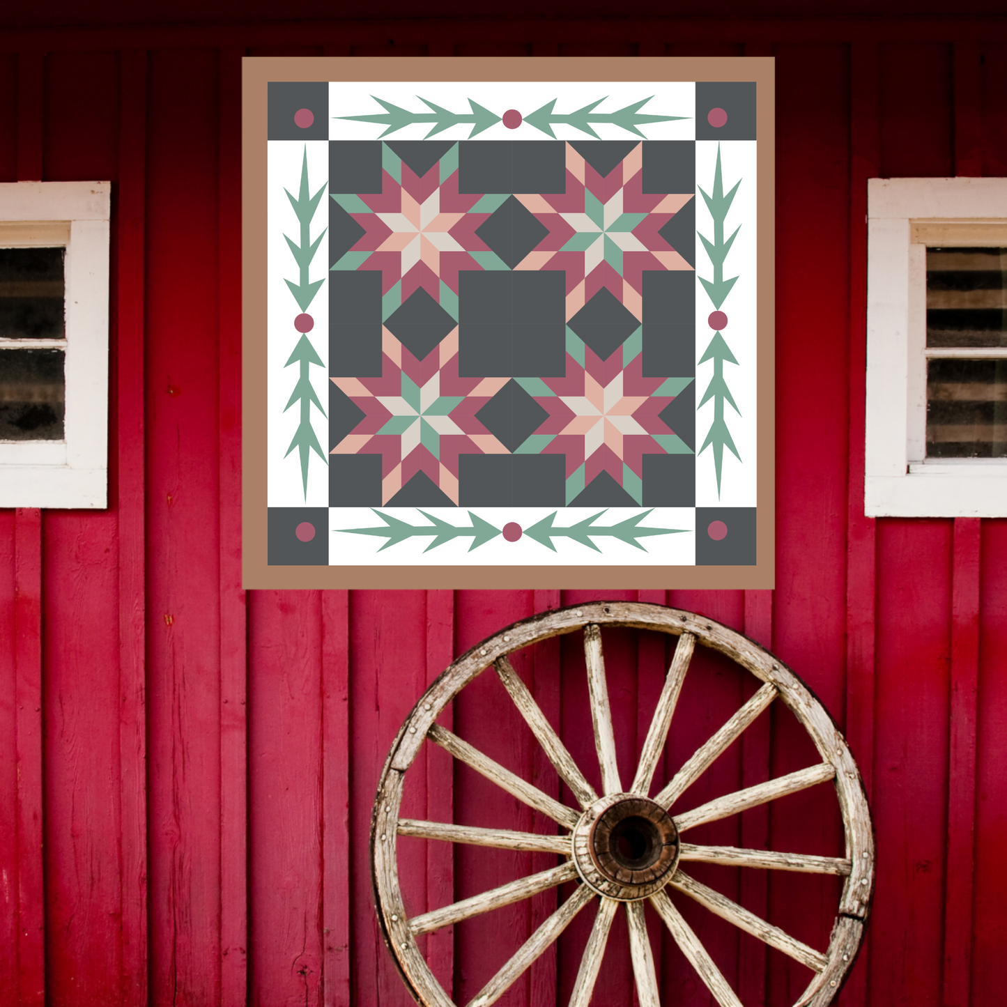 Christmas Poinsettia Quilt Block Barn Quilt - Digital Download, Holiday Home Decor, DIY Wall Art Pattern, Rustic Christmas Decor, Instant PDF
