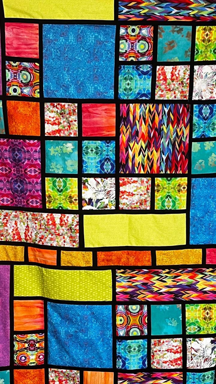 Colorful stained glass quilt blocks