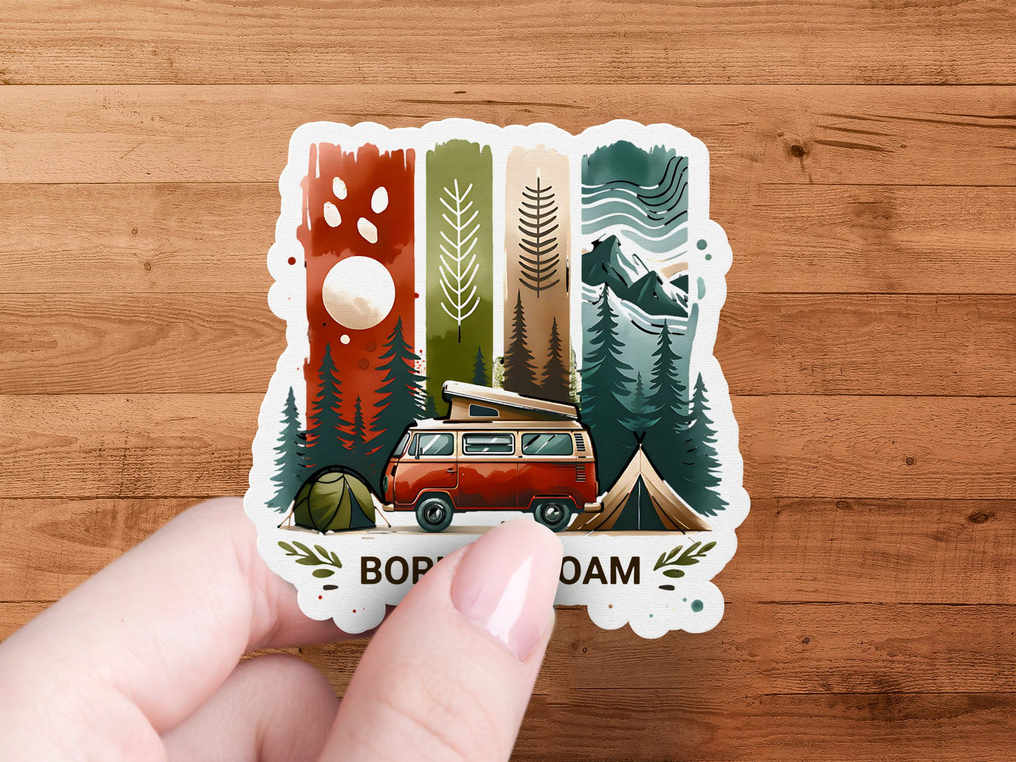 Born to Roam PNG, Watercolor Adventure Brushstroke Design, Vanlife Mountains Tent Clipart, Camping Sublimation Digital Download