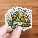 Adventure is Out There PNG, Watercolor Outdoor Brushstroke Design, Mountains Compass Trail Art, Hiking Sublimation Clipart