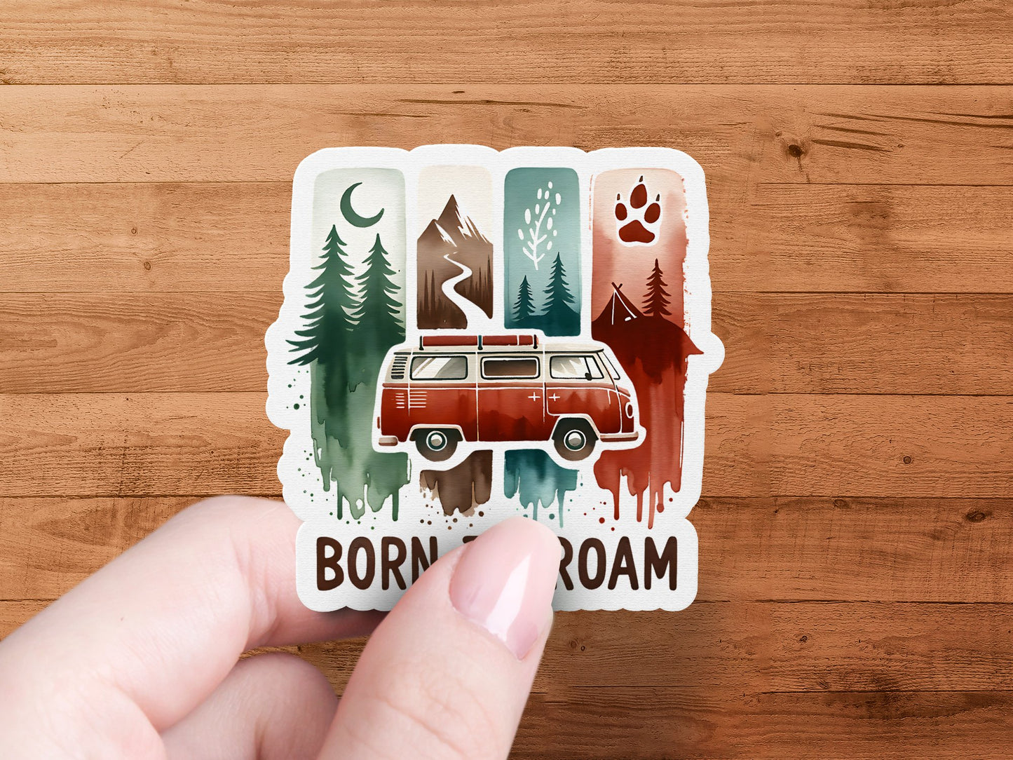 Born to Roam PNG, Watercolor Adventure Brushstroke Design, Vanlife Mountains Tent Clipart, Camping Sublimation Digital Download
