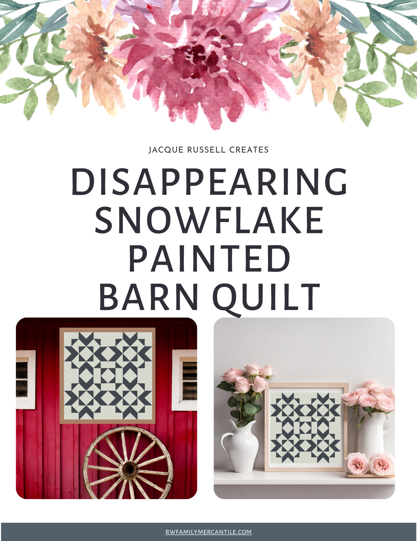Disappearing Snowflake Quilt Block Barn Quilt - Digital Download, Winter DIY Wall Art Pattern, Holiday Home Decor, Quilting Project, Instant PDF
