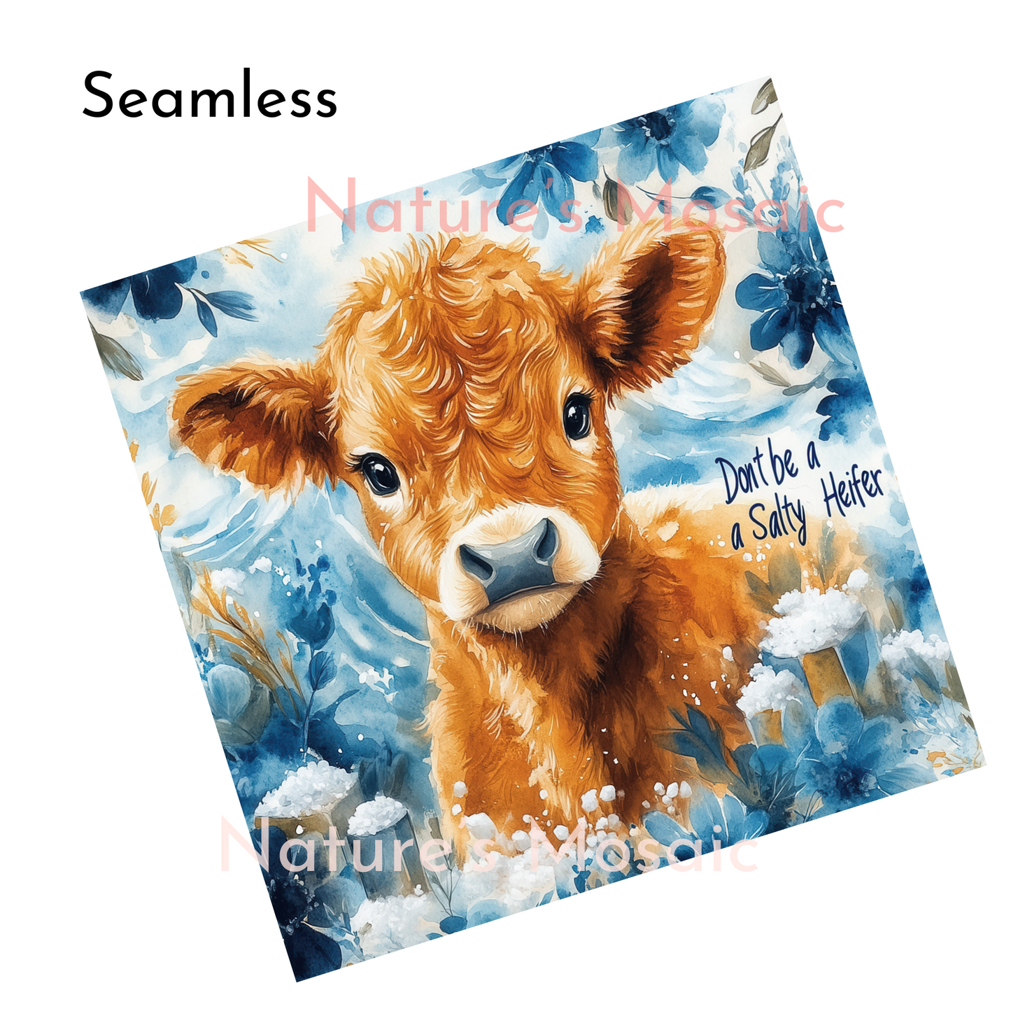 Don't be a salty Heifer Tumbler Wrap, Funny Highland Cow 20 oz Skinny Tumbler Sublimation Design, Sarcastic PNG Digital Download