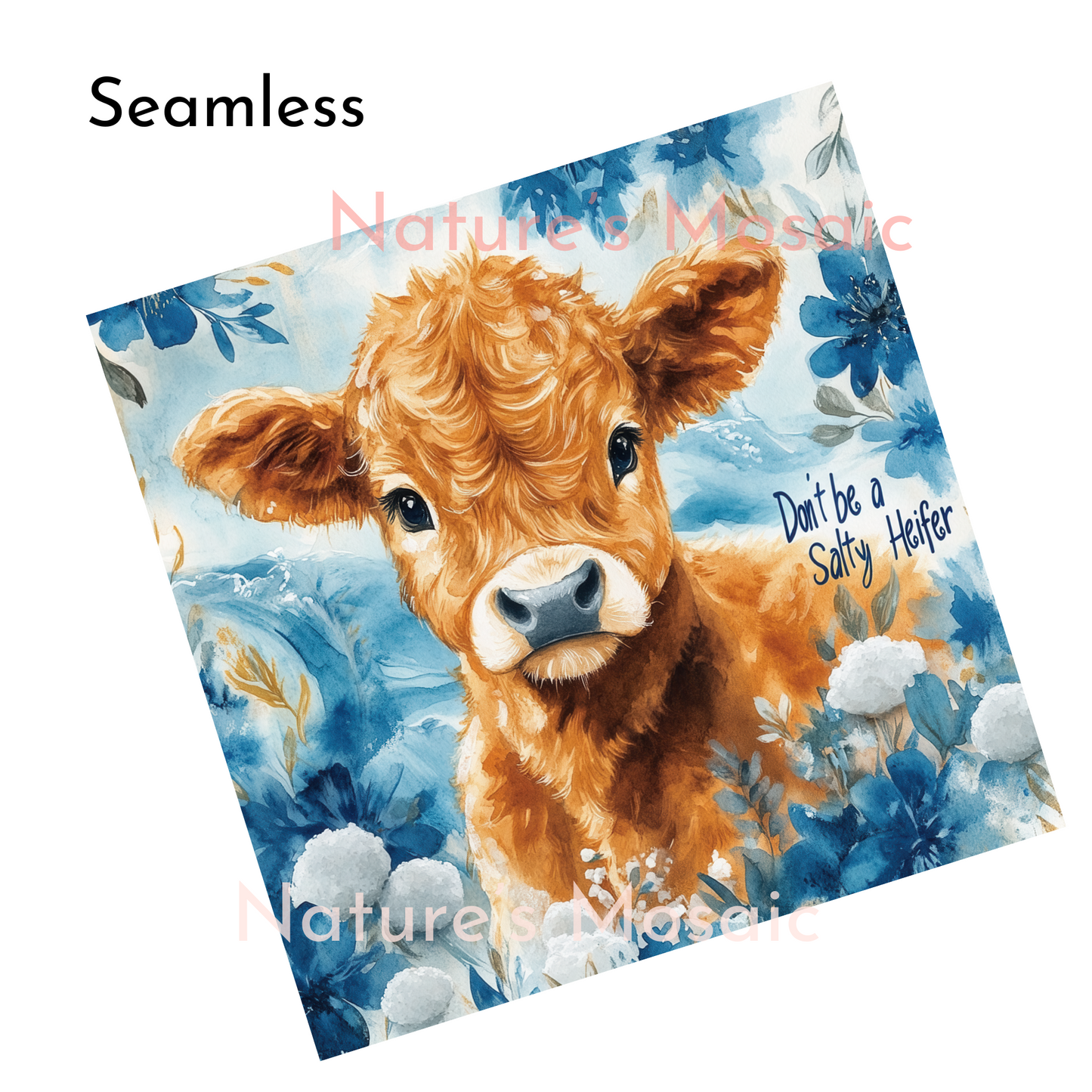 Don't be a salty Heifer Tumbler Wrap, Funny Highland Cow 20 oz Skinny Tumbler Sublimation Design, Sarcastic PNG Digital Download