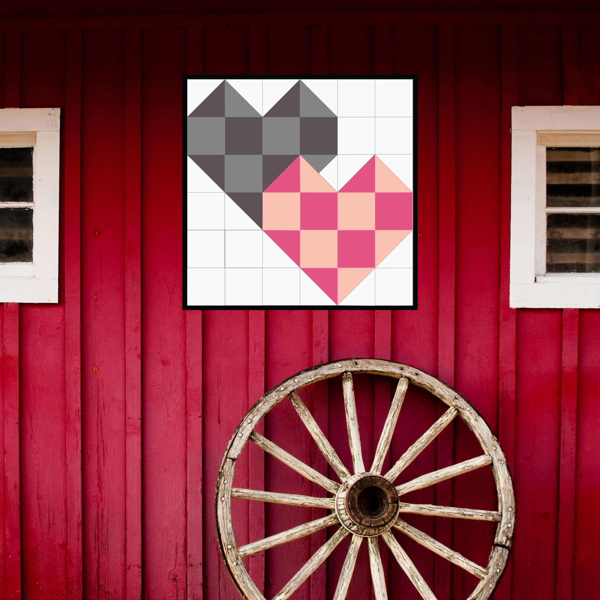 Double Heart Quilt Block Barn Quilt PDF Pattern