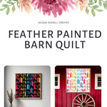 Printed Feather Barn Quilt Pattern featuring a colorful quilt block design for DIY painted barn quilt projects.