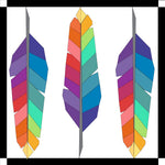 Printable Feathers Barn Quilt Pattern featuring three colorful feather quilt blocks for DIY painted barn quilt projects.