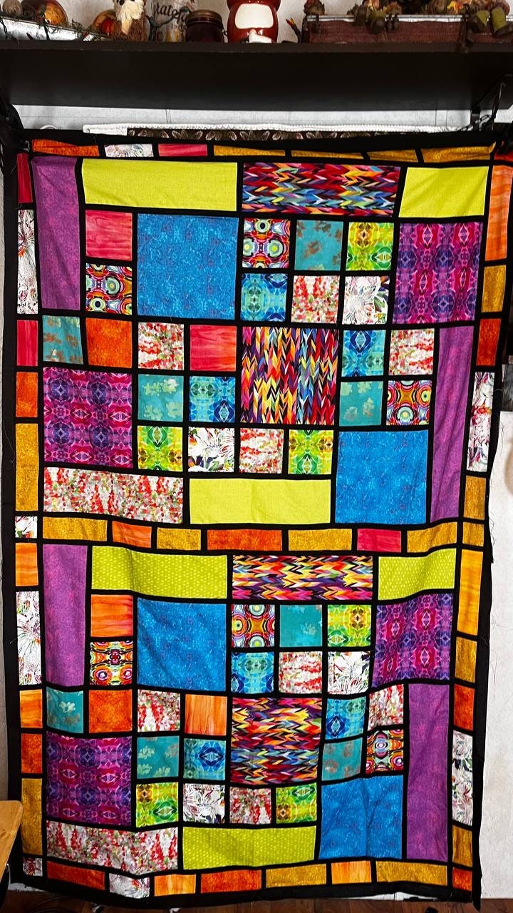 Finished stained glass wall quilt