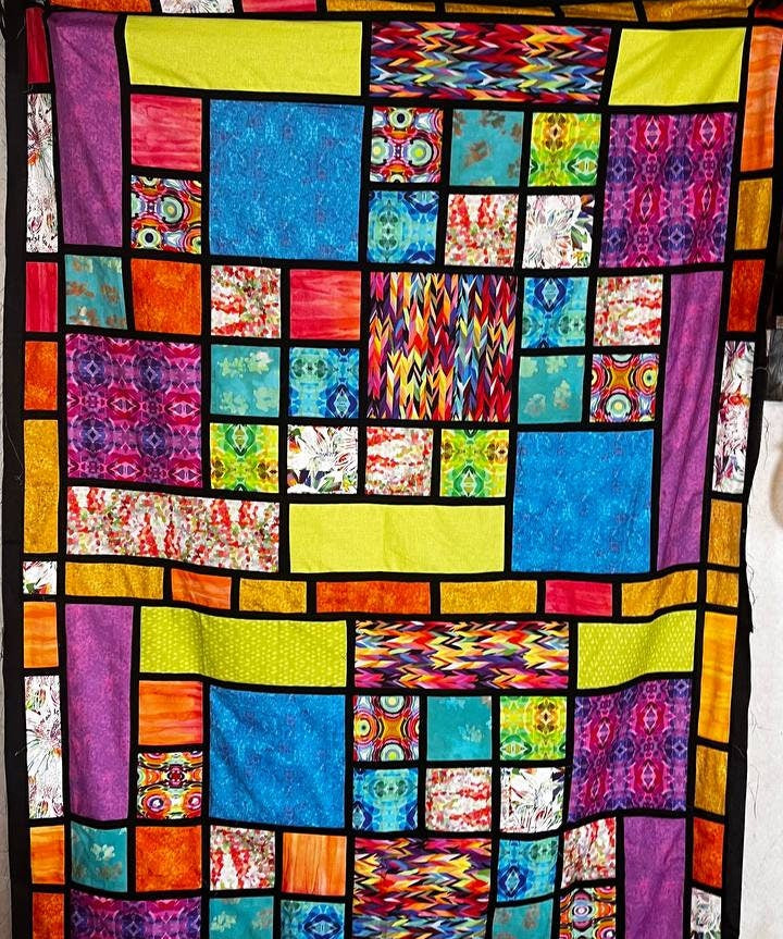 Finished stained glass wall quilt