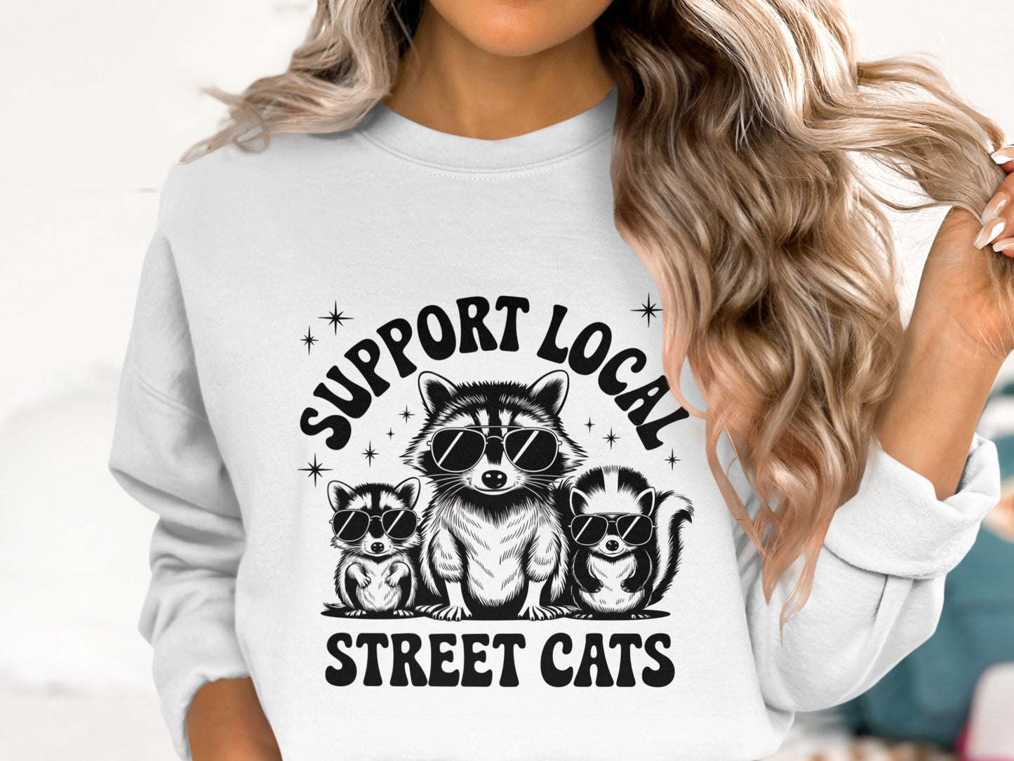 Support Your Local Street Cats Png, Funny Raccoon Png, Vintage Raccoon Png, Trash Panda Png, Skunk Png, Sublimation Digital Design