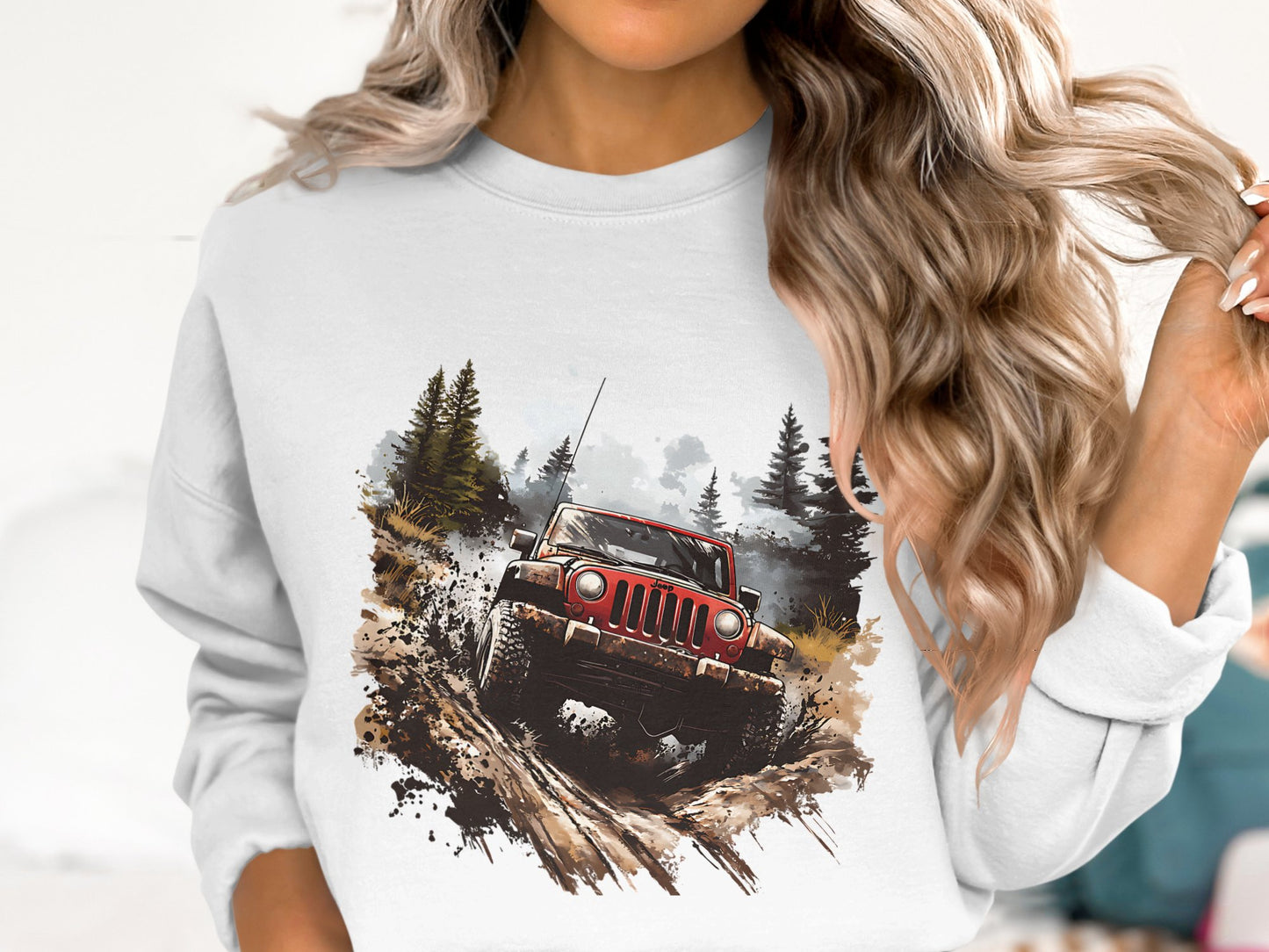 "Off-Road Jeep Mud Adventure PNG, 4x4 Truck Sublimation, Jeep Lover Clipart, Overlanding Digital Download, Muddy Trail PNG Design"