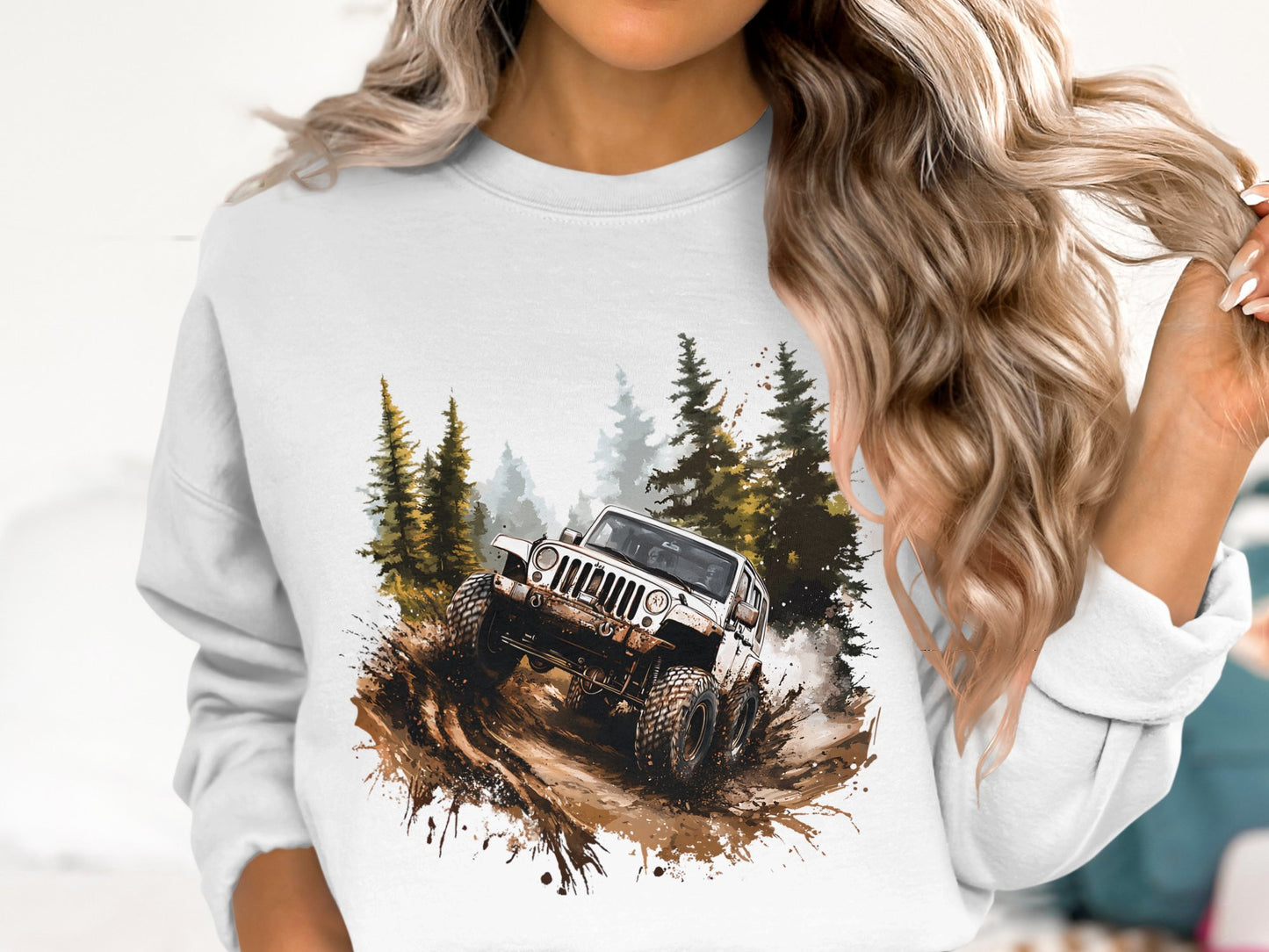 "Off-Road Jeep Mud Adventure PNG, 4x4 Truck Sublimation, Jeep Lover Clipart, Overlanding Digital Download, Muddy Trail PNG Design"