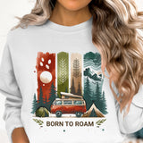 Born to Roam PNG, Watercolor Adventure Brushstroke Design, Vanlife Mountains Tent Clipart, Camping Sublimation Digital Download