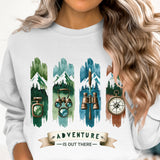 Adventure is Out There PNG, Watercolor Outdoor Brushstroke Design, Mountains Compass Trail Art, Hiking Sublimation Clipart