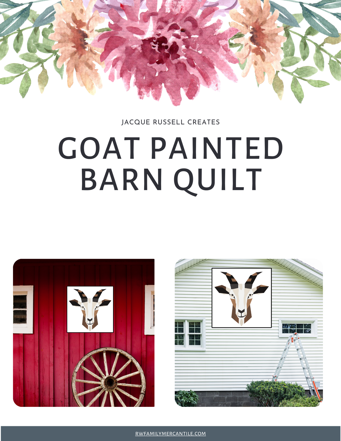 Goat Head Quilt Block Barn Quilt - Digital Download, Farmhouse DIY Wall Art Pattern, Rustic Home Decor, Animal Lover Quilting Project, Instant PDF